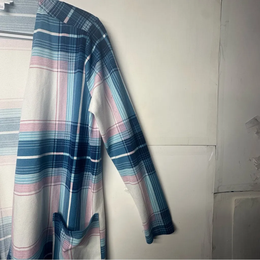 Plaid Open-Front Cardigan LuLaRoe size large - Image 6