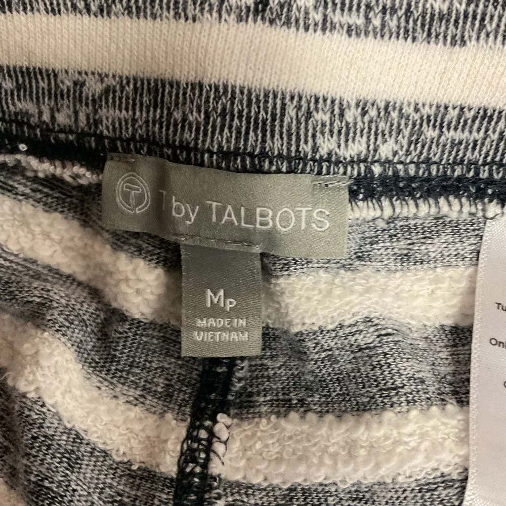 Talbots‎ Stripe Drawstring Shorts Size MP Petite Black White Pull On - Image 9