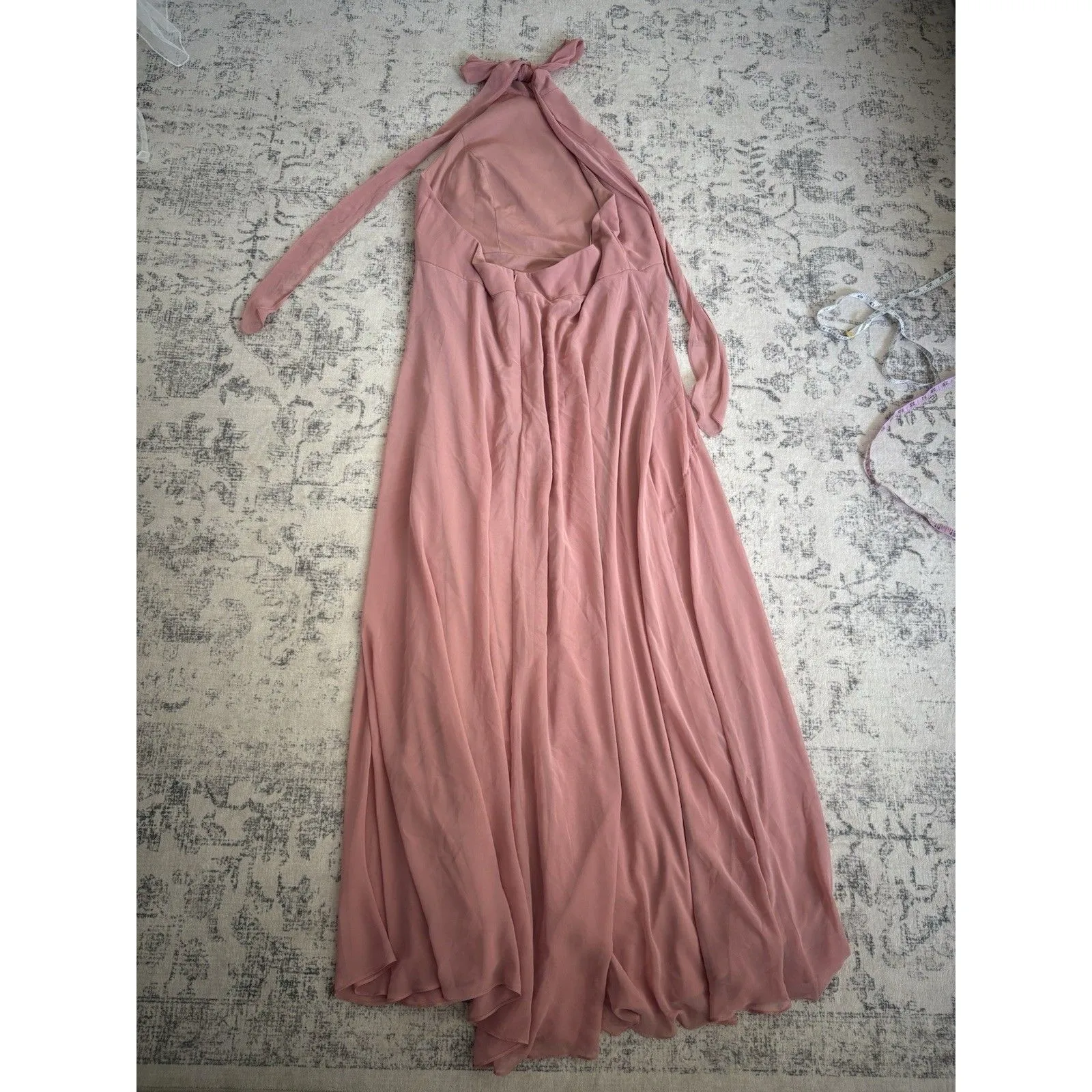 After Six High Neck Halter Backless Maxi Dress Dusty Rose Size 20 Bridesmaid - Image 4