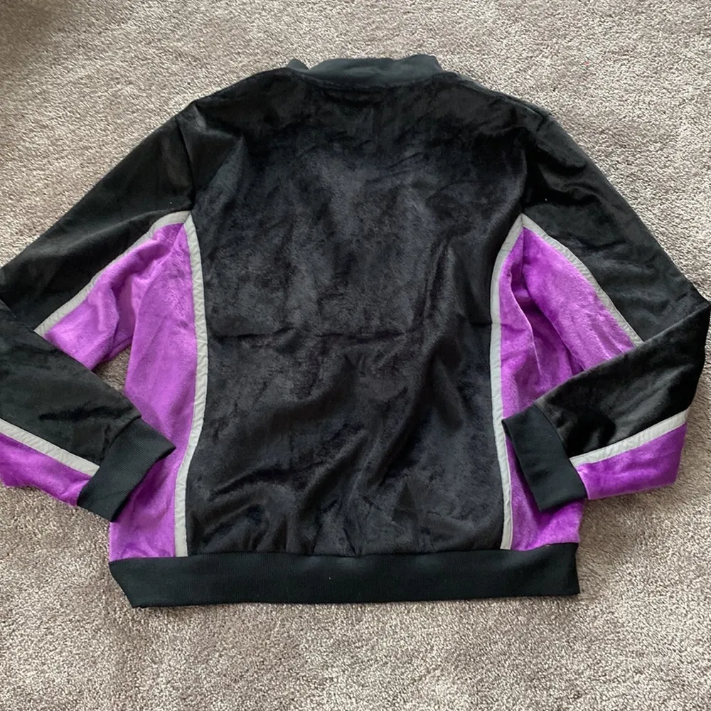 Nova Sport Velour Zip Two Piece Tracksuit Set Black Purple Colorblock SIZE XXL - Image 4