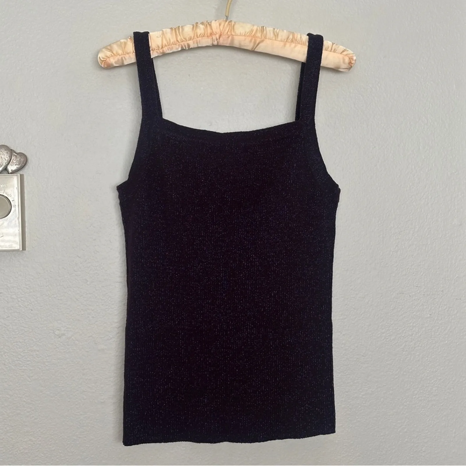 Vintage Dana Buchman Eggplant Purple Wool Knit Metallic Women's Tank Top Fairy - Image 6