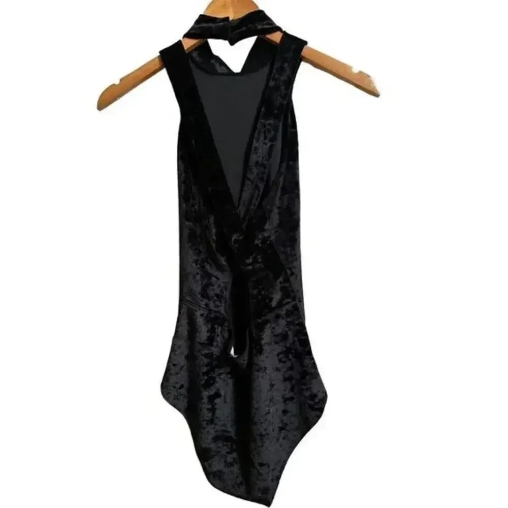 BB Dakota‎ Suede Criss Cross Bodysuit Black Medium - Image 3