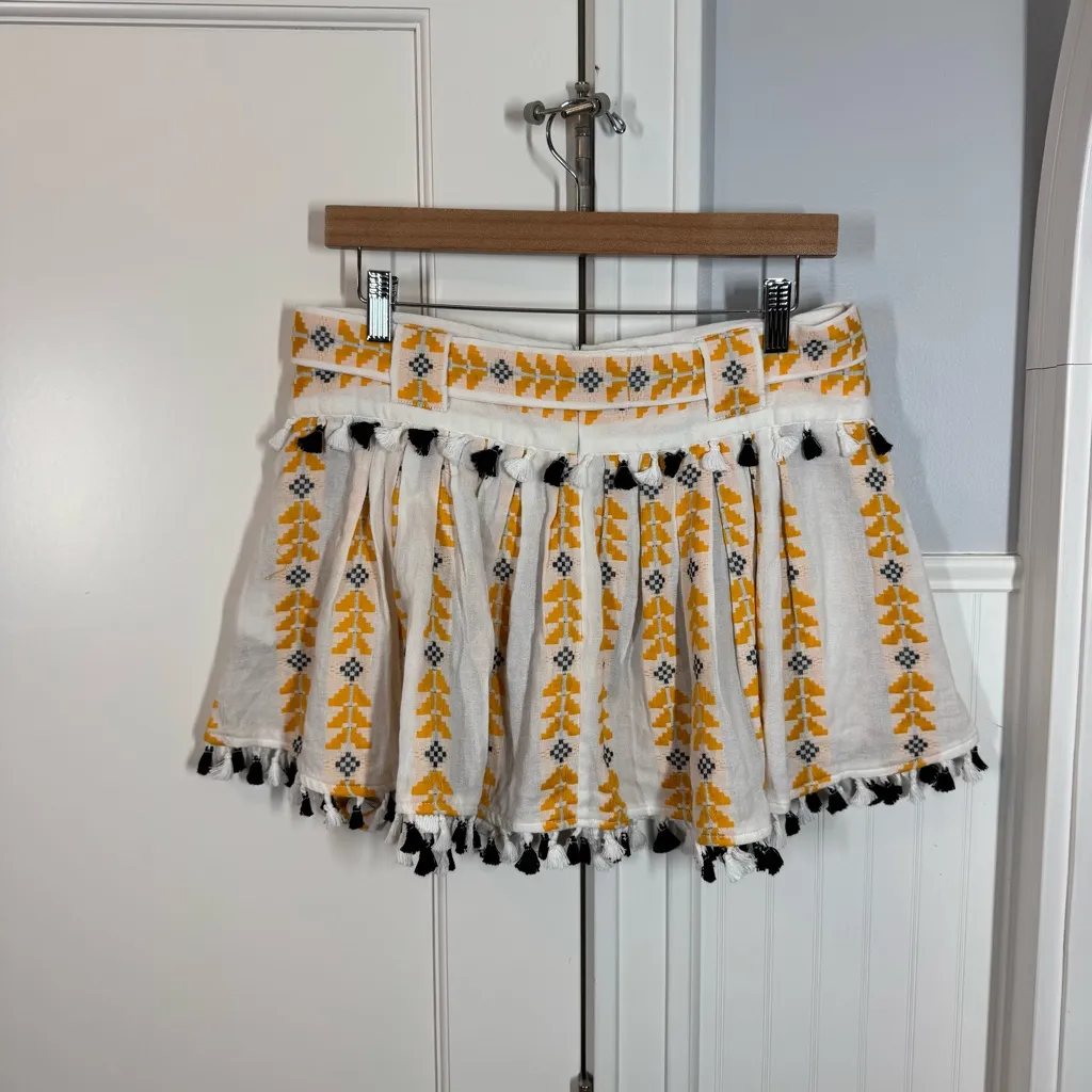 Dodo Bar Or Ariana Skirt in Mustard size medium belted embroidered bohemian White - Image 4