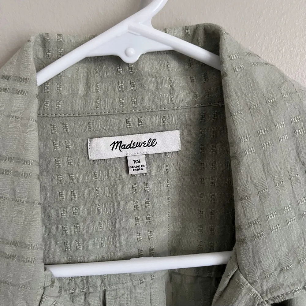 Madewell Seersucker Camp Romper Pastel Green Ashen Sage Belted Retro Women’s XS - Image 4