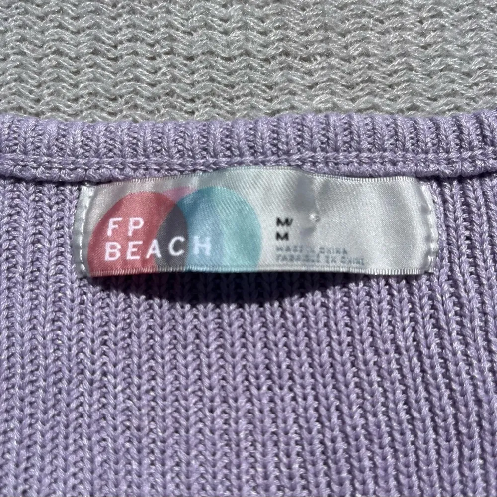 FP Free People Beach Light Purple Sleeveless Crop Top Sweater Vest Linen Size M - Image 2