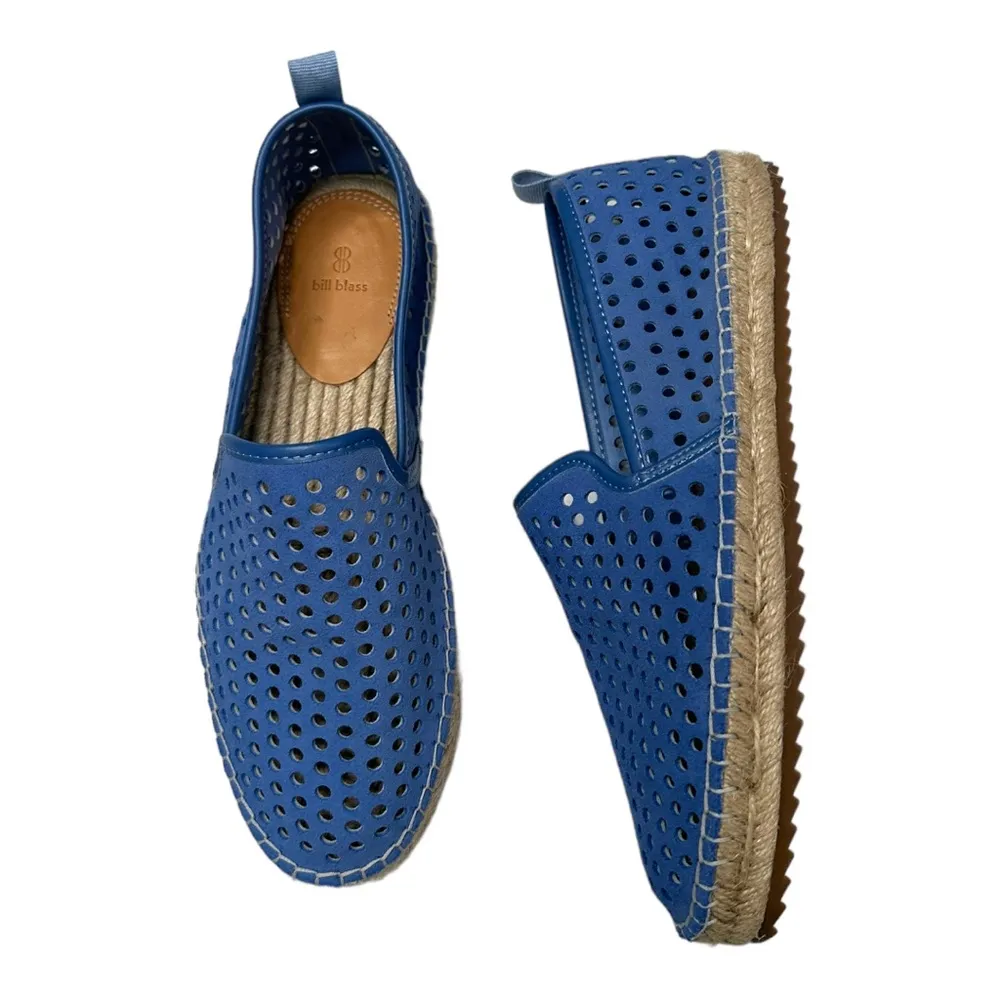 Bill Blass Sutton Perforated Blue Espadrille Flat Size 7 - Image 3