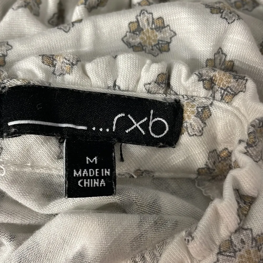 Rxb Smocked High Neck Print Top White Size M - Image 6