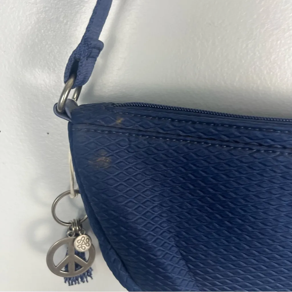 The Sak Tess Sling Crossbody Adjustable Navy Blue Woven quilted Medium Purse - Image 5