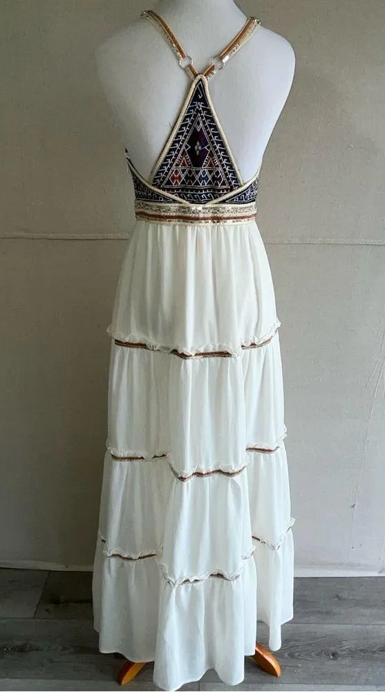 L'ATISTE NWT S Sleeveless Strap
V-neck Boho Embroidered Summer Dress Womens - Image 9