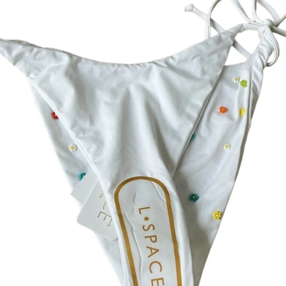 L*Space Beaded Brittany Bikini Top & Lennox Bottom Classic Set White Size Large - Image 9