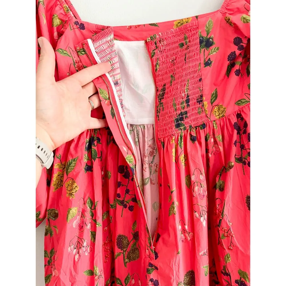 Cara Cara | Sip Sip Dress in Botanical Allover Coral | Sz XS Pink - Image 10