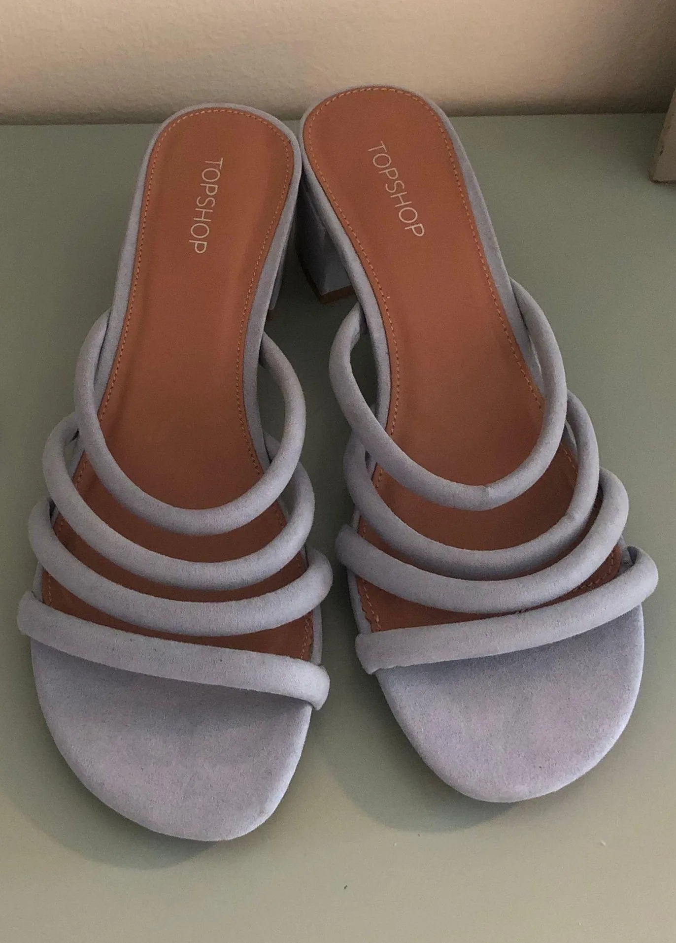 Baby Blue Block Heel Sandals - Image 2