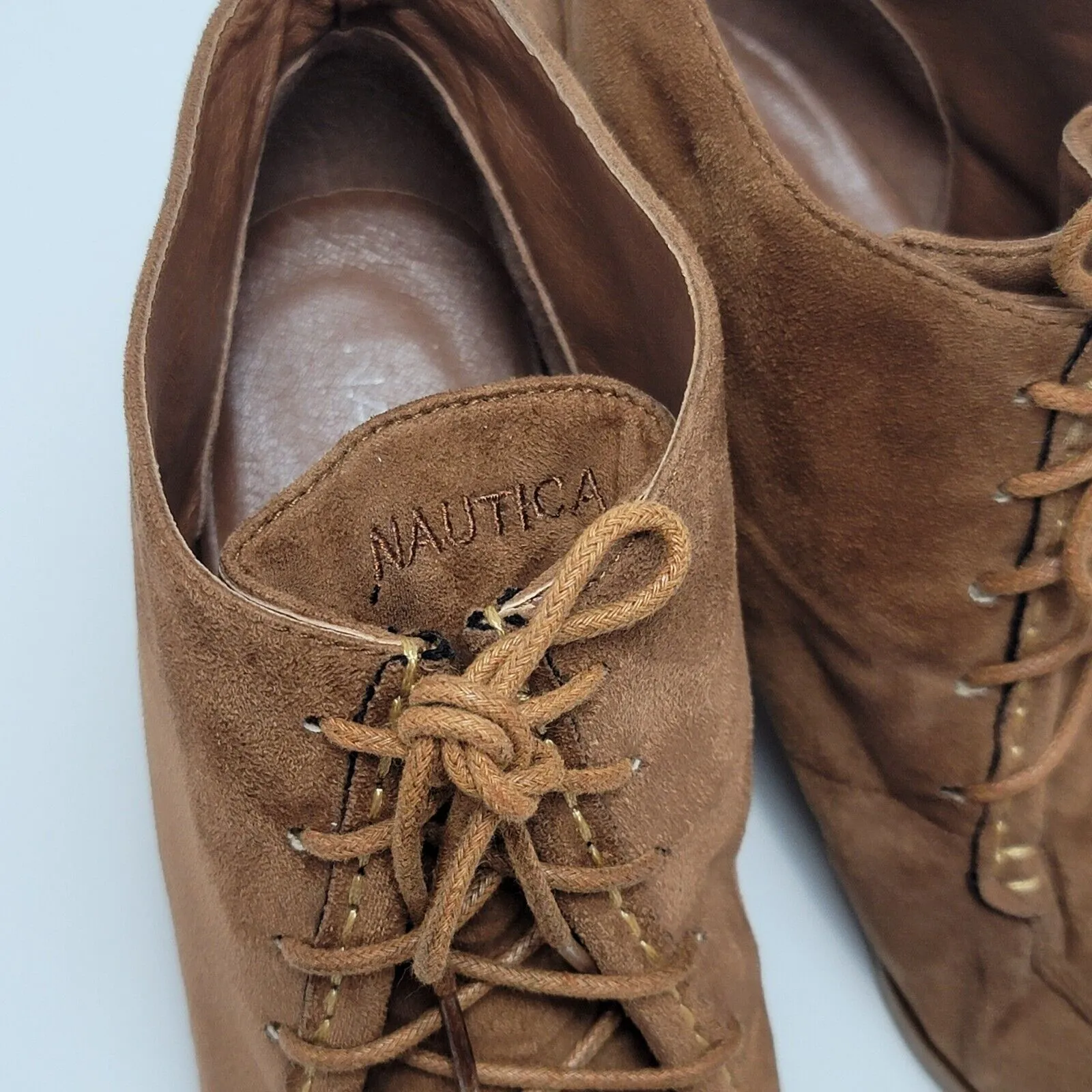 Nautica Martingale Womens Brown Suede Leather Lace Up Wedge Booties Size 10 - Image 5