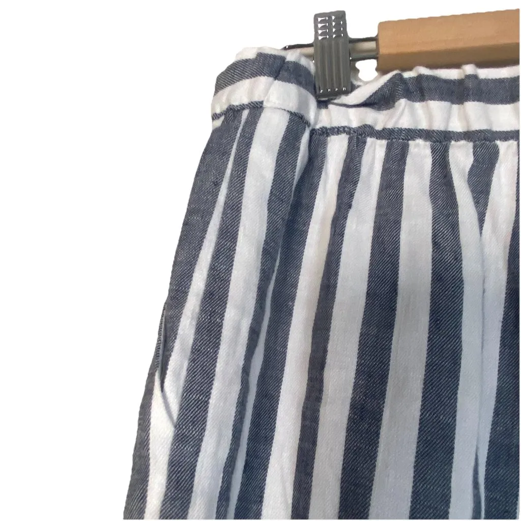 ST. JOHN Fashion Fit Trouser Pants Women’s XL‎ Striped White Navy ($395) Resort - Image 6