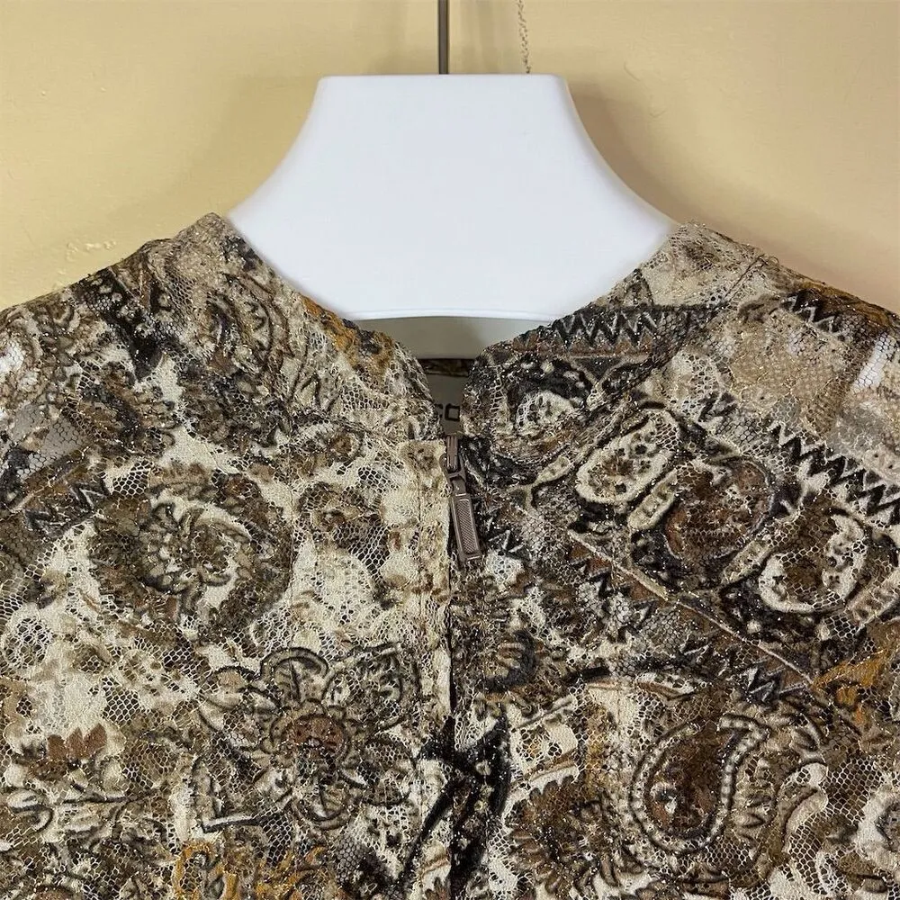 Chico's Women's Brown Paisley Lace Full‎ Zip Jacket Size Large (16-18) Corporate - Image 3