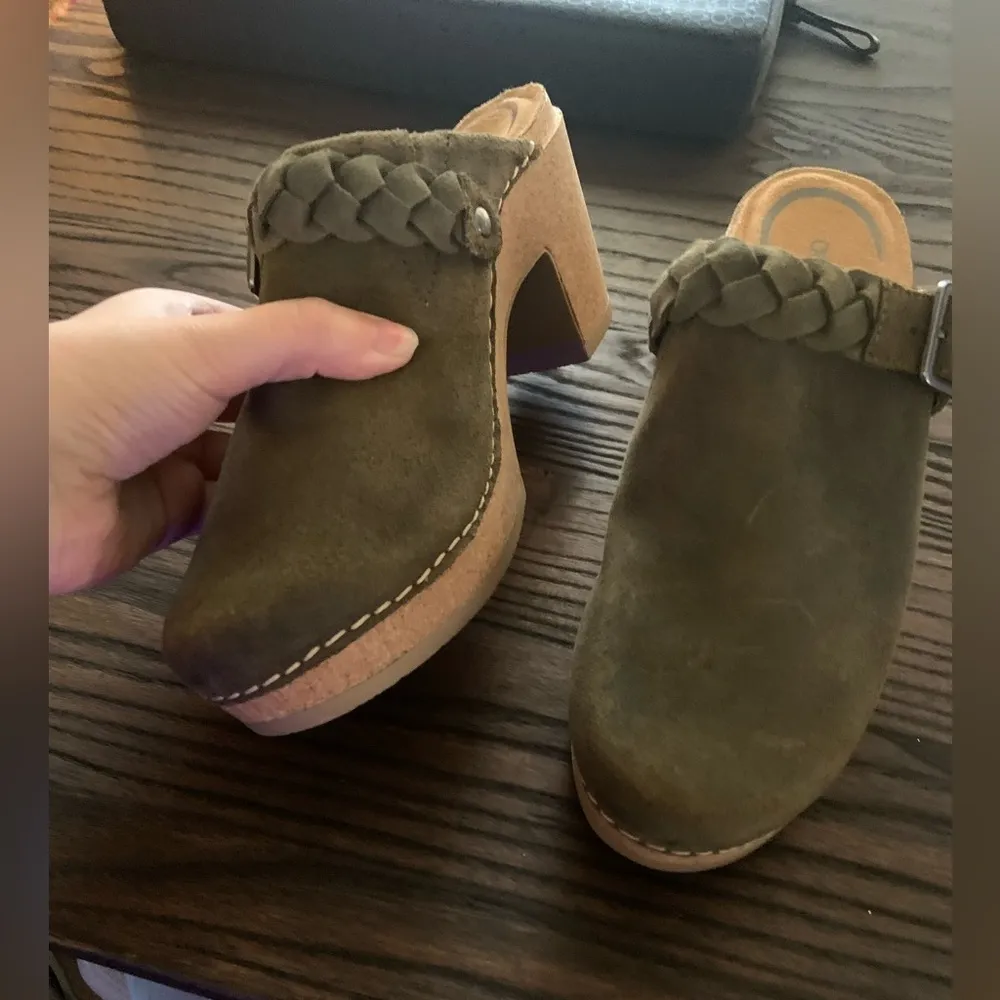 Aetrex Corey Clog olive leather memory foam boho casual comfort spring $160 Green Size undefined - Image 6