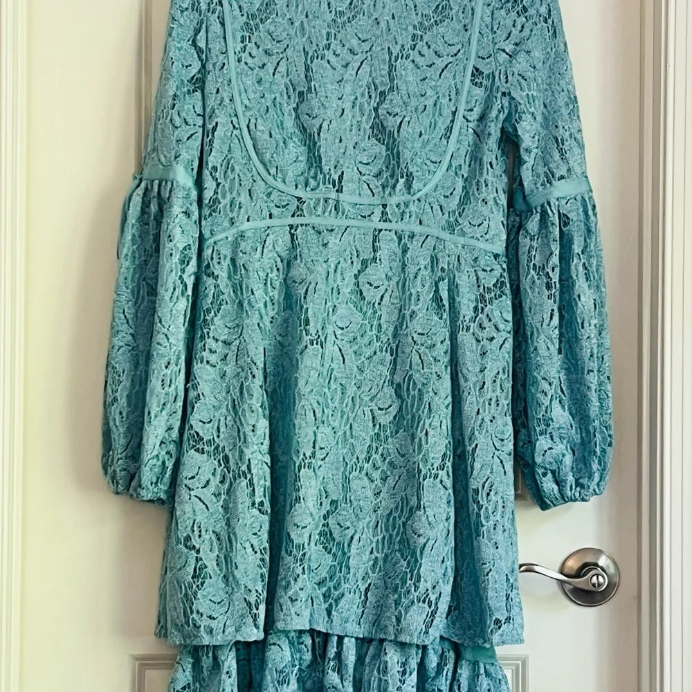 New Free People Women's Ruby Crochet Lace Mini Dress Sea Fog Blue size XS - Image 3