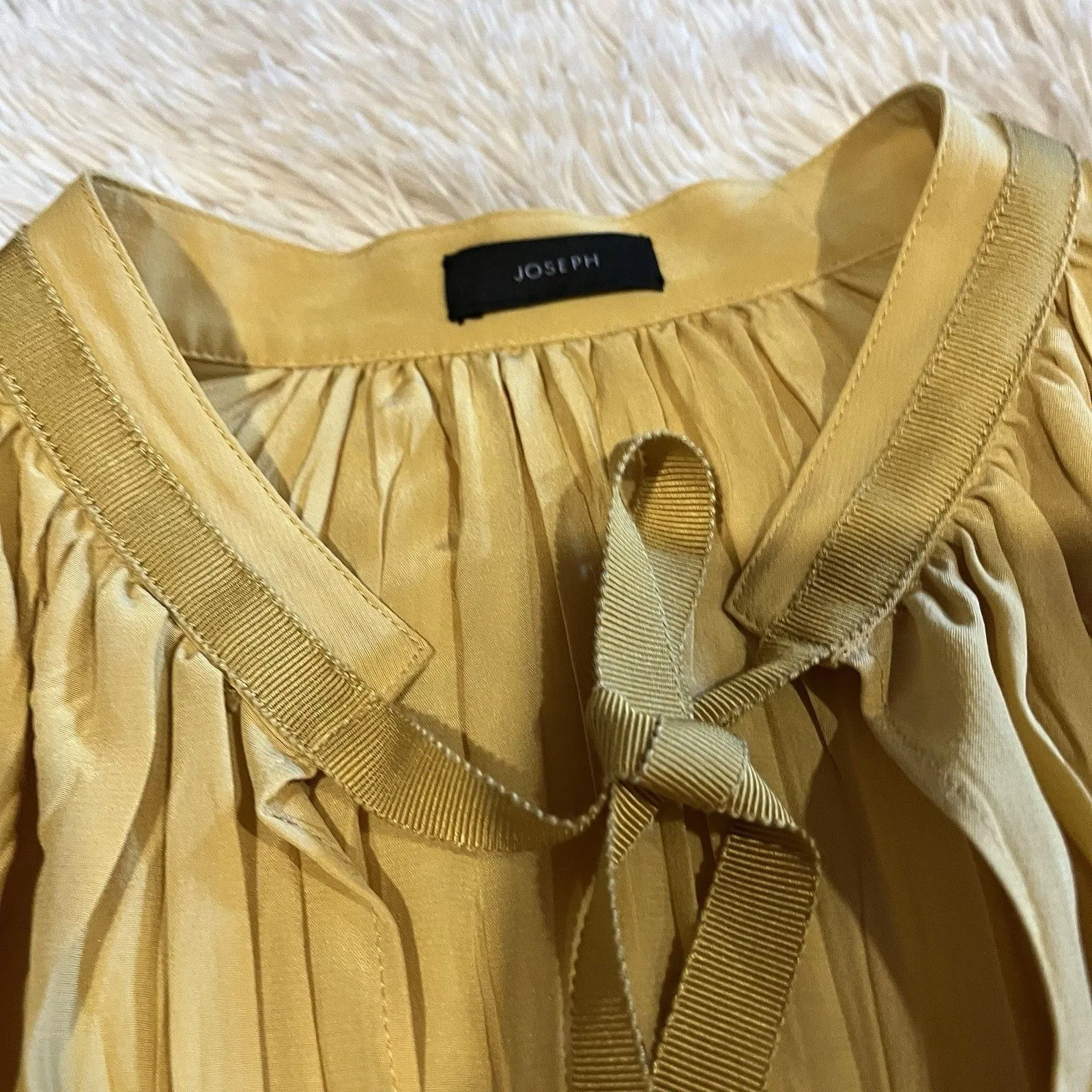 Joseph Silk Crepe Dress Women’s US 6 Sleeveless Button Up 38 FR Mustard Yellow - Image 7