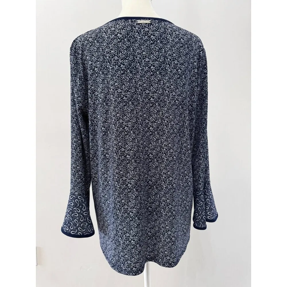 Michael kors floral long bell sleeve paisley top size Medium - Image 4