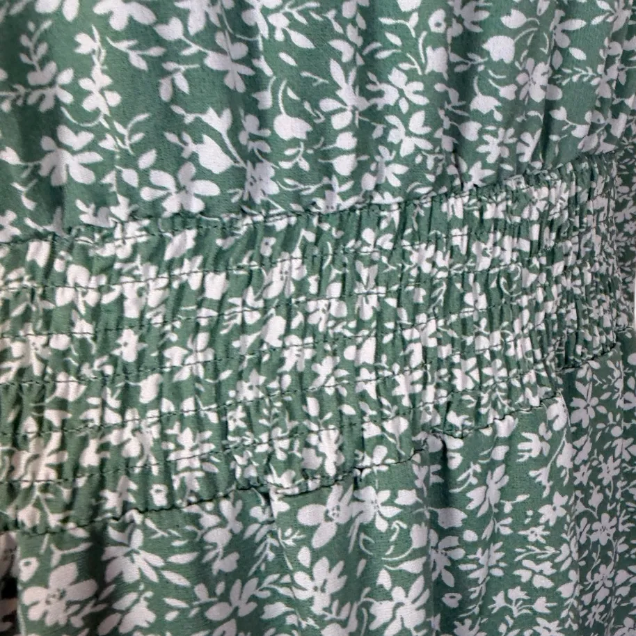 PrettyGarden V-neck Long Ruffle Sleeve Midi Dress Green Floral Women’s Size XXL - Image 13