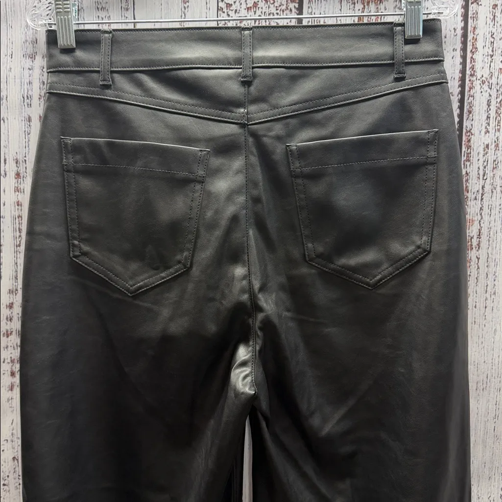 Old Navy NWT Black Faux Leather High Rise Wide Leg Trousers Pants Size 8 Tall - Image 4