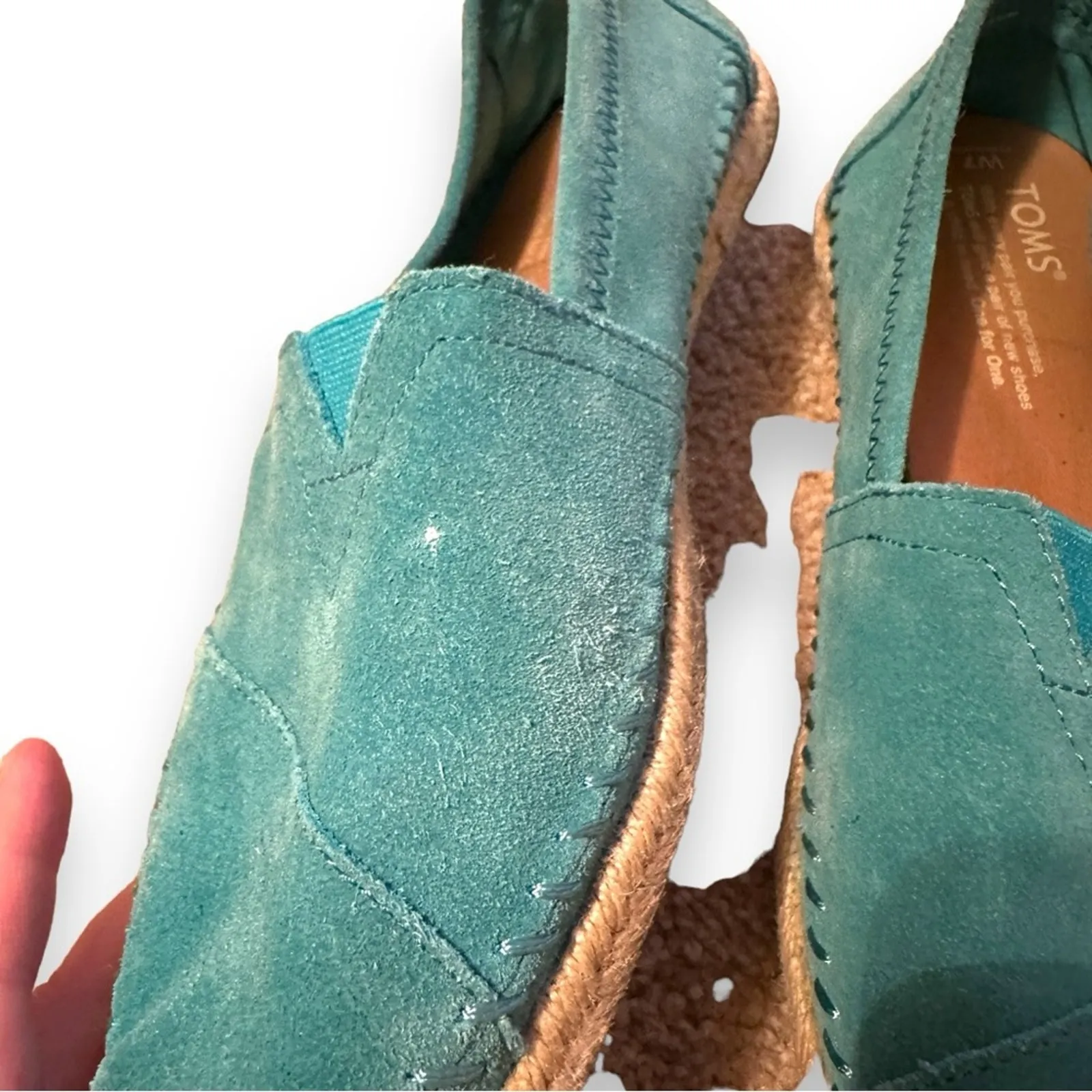 Toms‎ Classic Rope Sole Alparagata Espadrilles in Turquoise Suede Sz 7 - Image 7