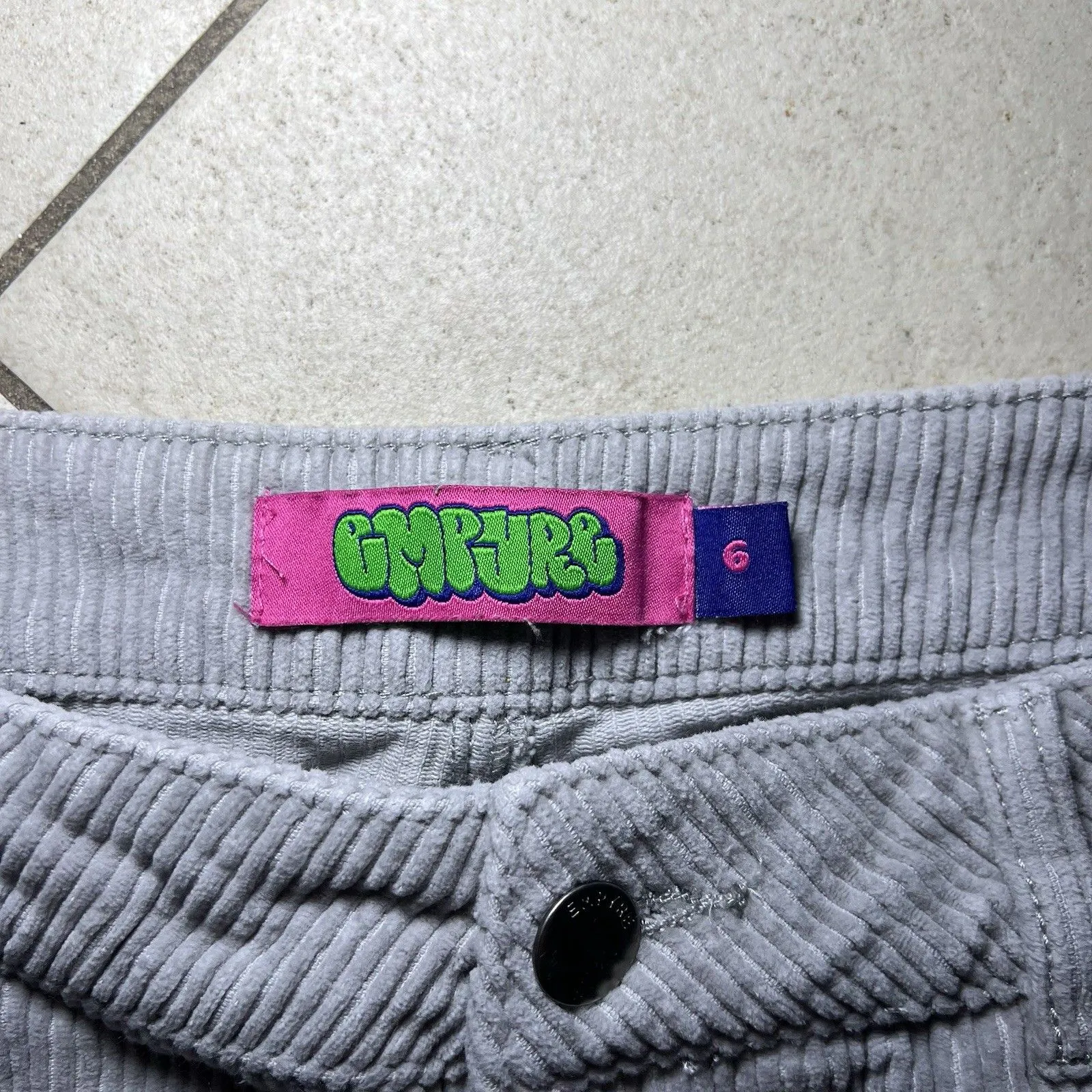 Empyre Tori Corduroy 90’s Skate Women’sPants Gray Y2K 100% Cotton SIZE 6 - Image 4