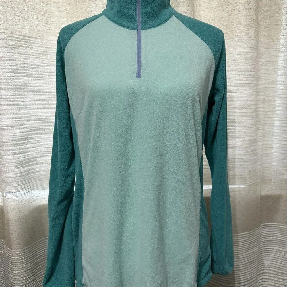 Columbia Women’s Sz L Pull Over Fleece Quarter Zip Up Sweatshirt Blue Aquamarine - Image 2