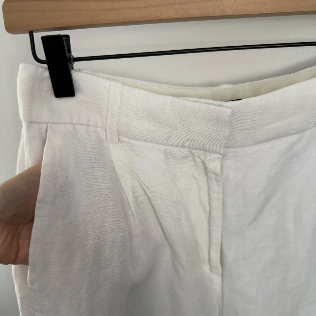 J.Crew 4 Linen Blend White Shorts High Waist Minimal Old Money Beach Coastal - Image 5