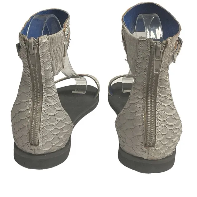 Jeffrey Campbell Ibiza Leather‎ Gladiator Ankle Strap Sandals Crocoriole - Image 6