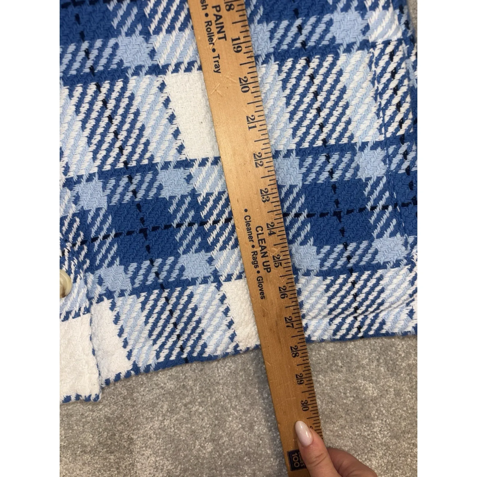 NWT Women's Outerknown Coat Medium Cloud Weave Button Blanket Shirt Blue Shacket - Image 11