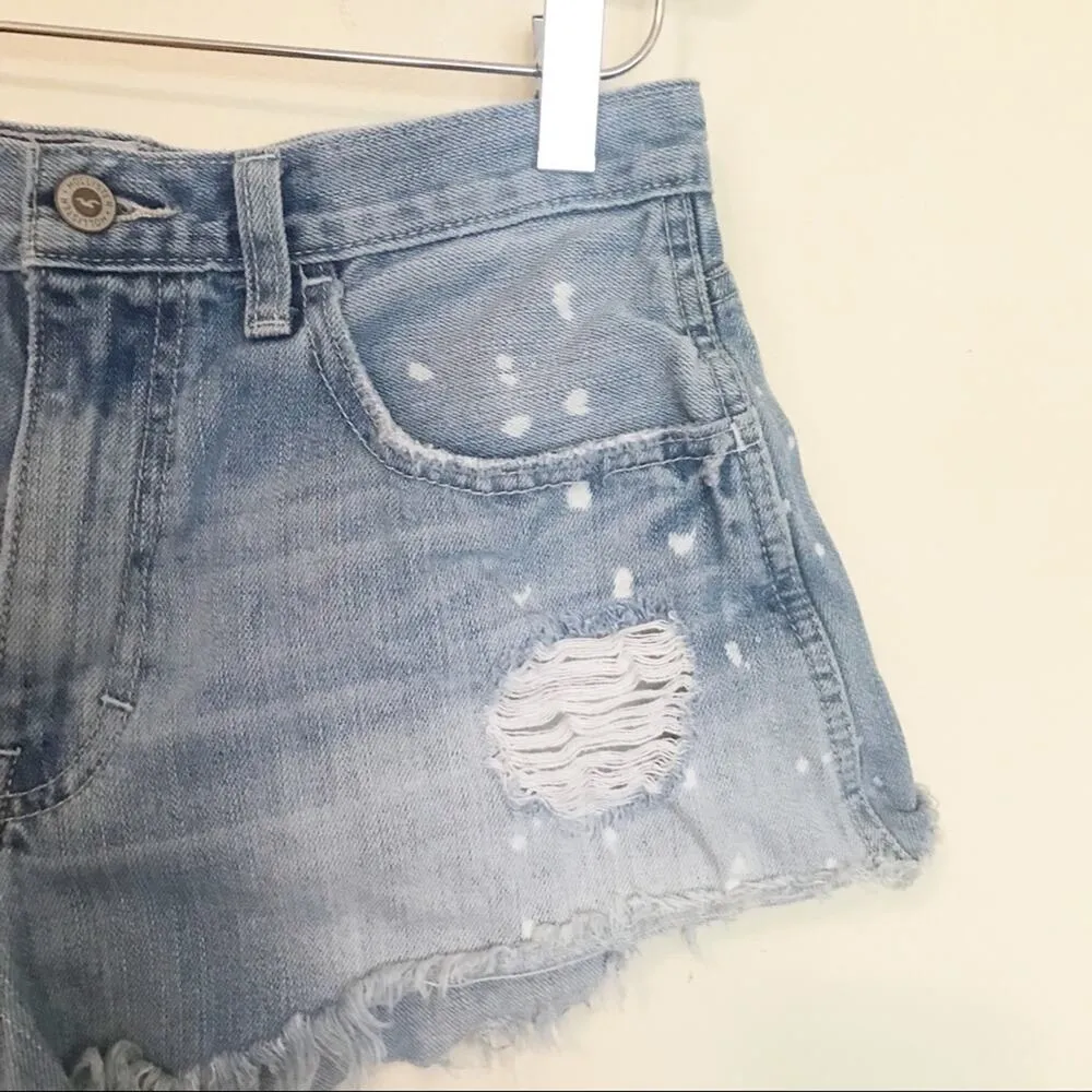 Cheeky hi rise Denim Ripped Distressed Bleached Jean shorts Cutoff 27 - Image 3
