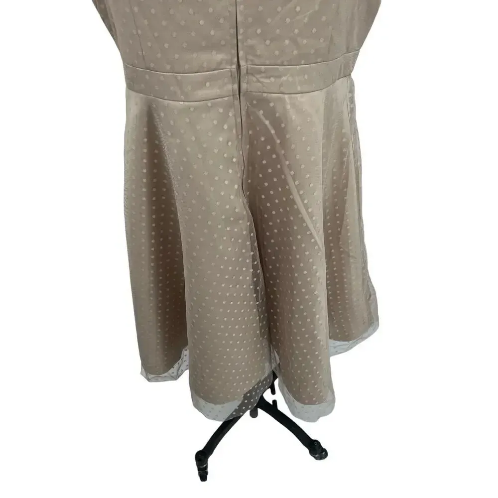 Lindy Bop Leona Almond Polka Dot‎ Mesh Prom Dress Beige Plus Size 3XL - Image 10