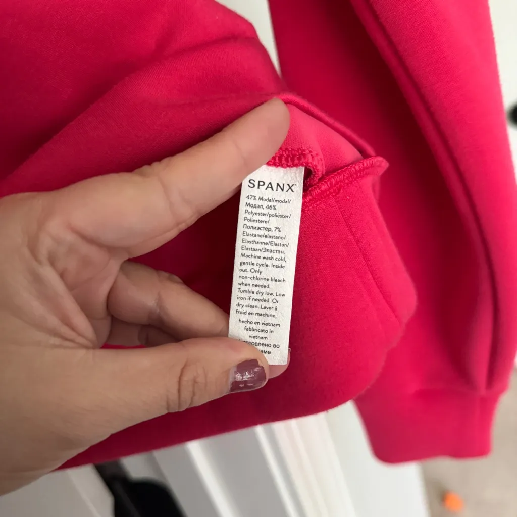 Spanx AirEssentials Crew Cerise Pink Pullover Long Sleeve Sweatshirt Top - Image 5