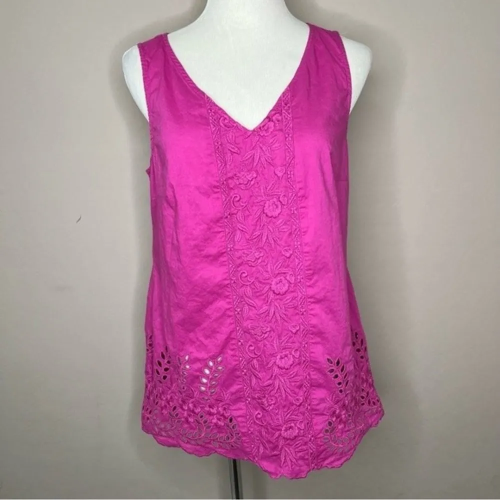 Soft Surroundings  Bright Pink Eyelet Tank - Image 14