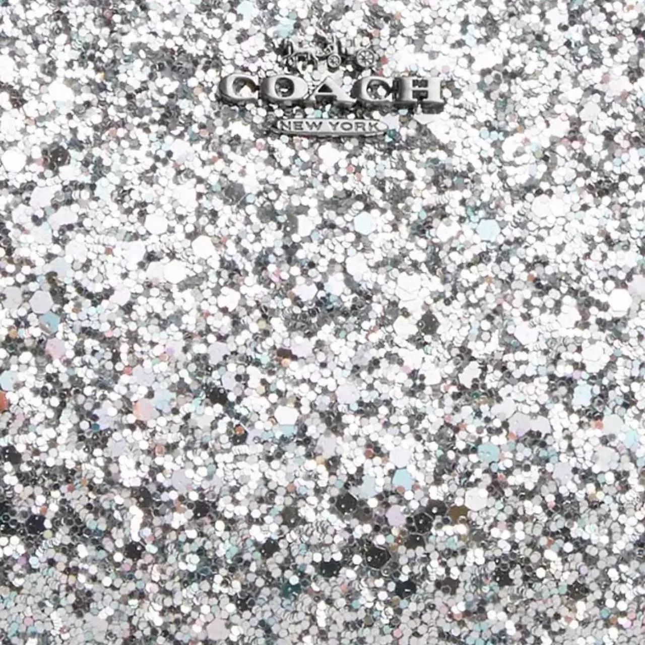 Coach Silver Glitter Leather Bag Purse Wristlet - Image 4