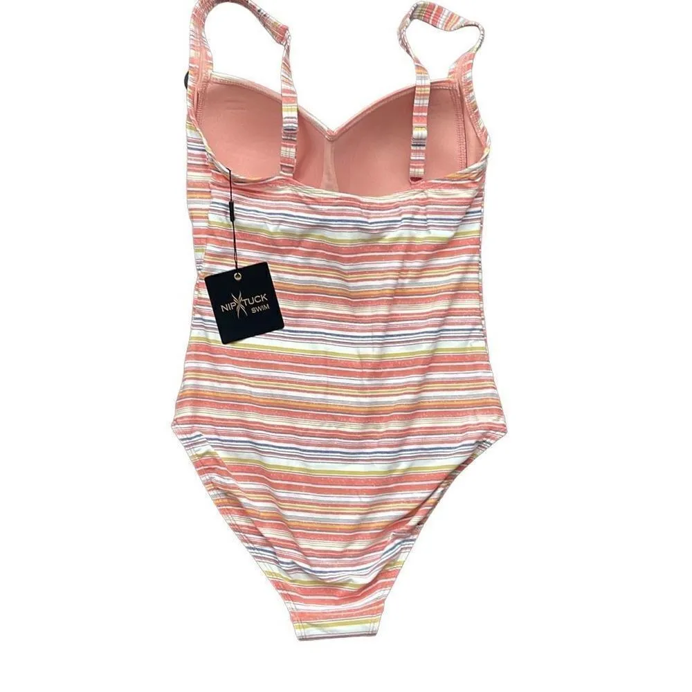 Niptuck‎ Swim Globe Trotter Joanne One Piece Swimsuit Striped Size 6 New Pink - Image 4