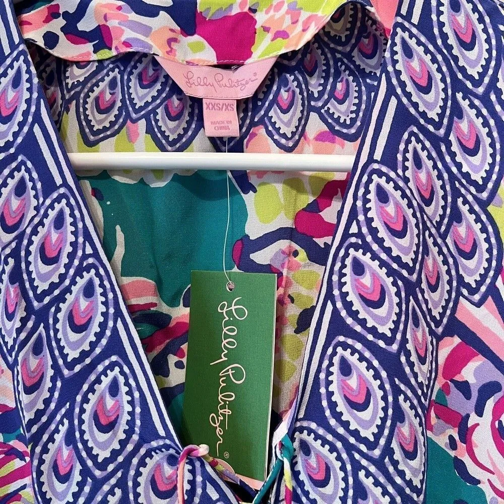 Lilly Pulitzer NWT Lettie Silk Caftan Top Safari Sighted XXS/XS Very Rare Find! - Image 3