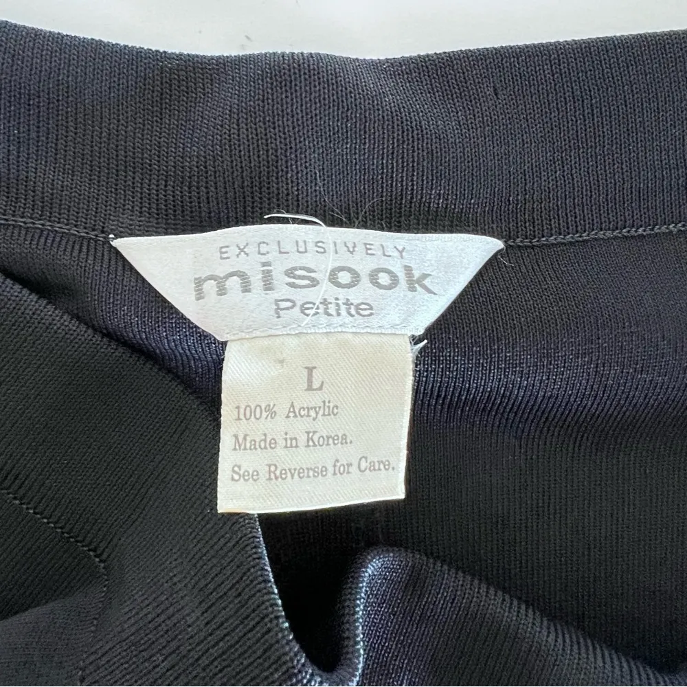 Exclusively Misook PL Black Knit Full Length Elastic Pull On Pants Straight Leg - Image 5