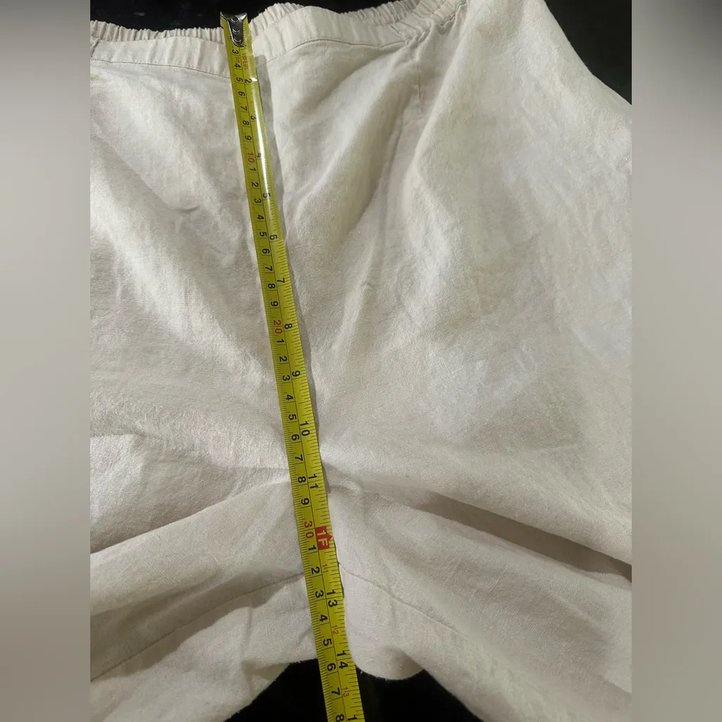 Coldwater Creek Cream Linen Blend Pull On Pants w Pockets Elastic Waist Sz L - Image 6
