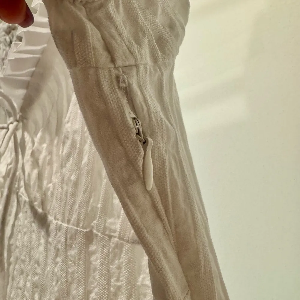 Shein LWD White Textured Mini Dress Ties in front off or on shoulder Dainty - Image 4