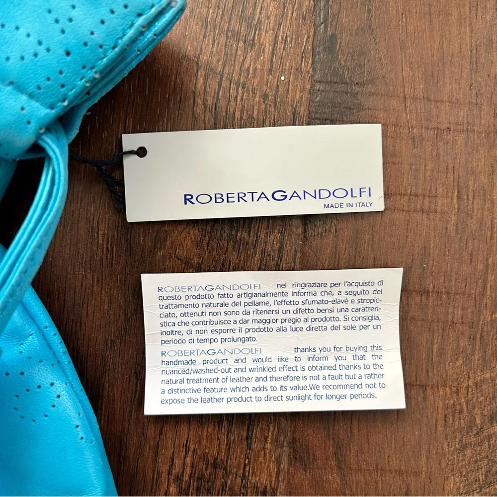 ROBERTA GANDOLFI turquoise fringe tassel leather bag, made in Italy, NWT - Image 13