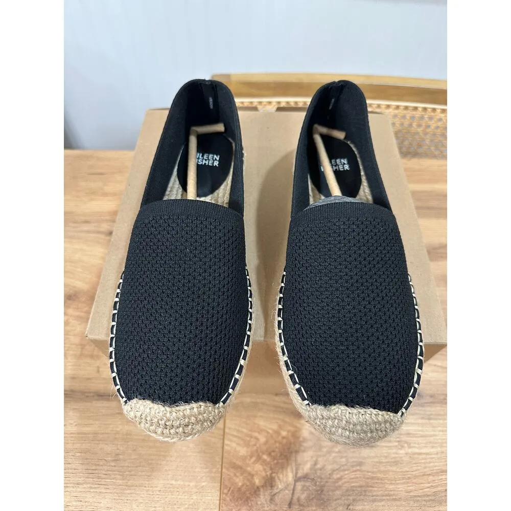 Eileen Fisher Live Knit Espadrille Black Jute Trim Size 8.5 NWOB Casual Summer - Image 4