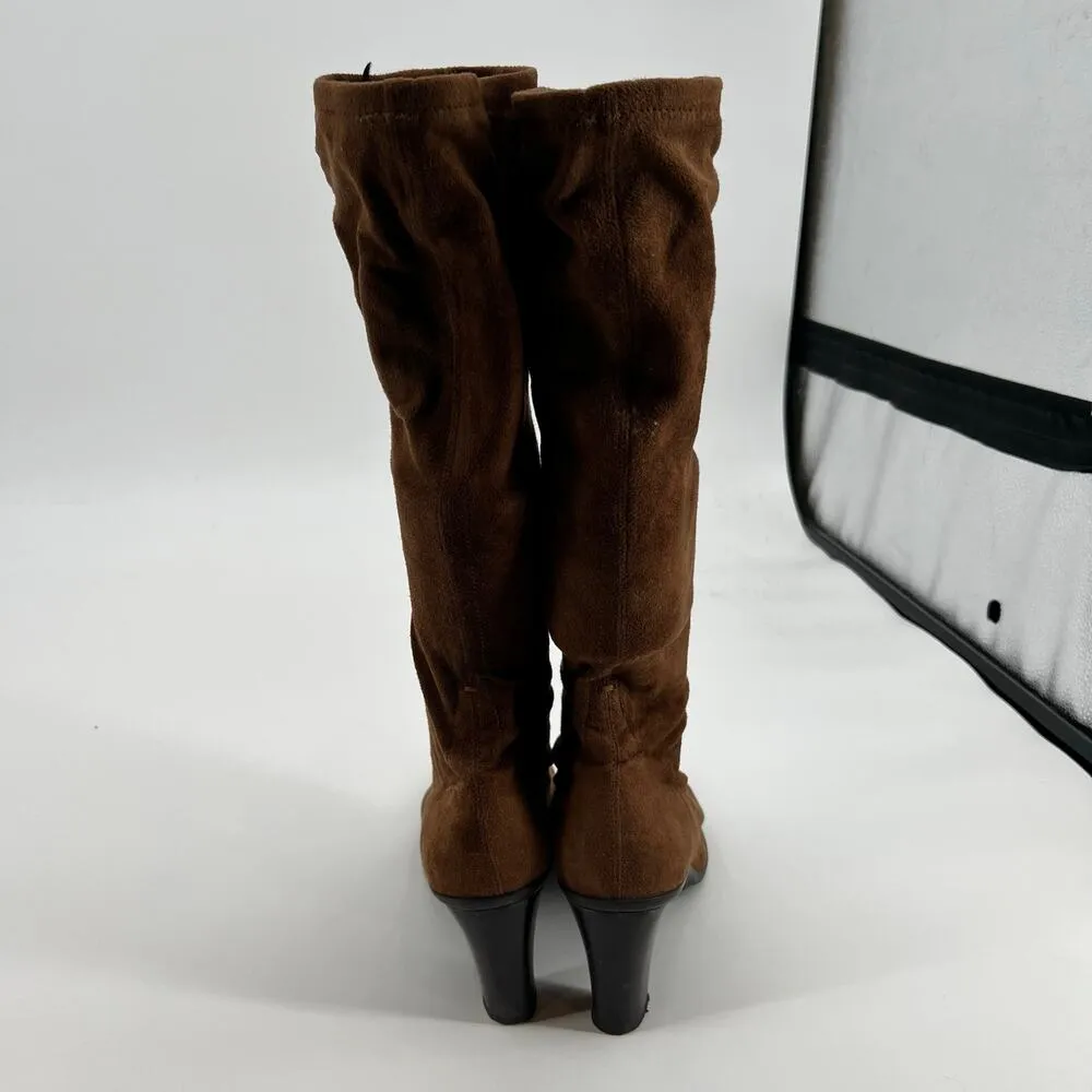 Vintage Franco Sarto Made in Brazil faux leather tall brown tan boots size 8.5 - Image 6