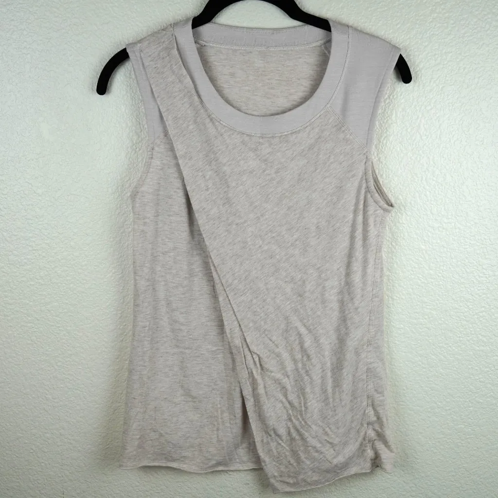 Lululemon Asymmetrical Hem Tank Top To‎ Class Tee In Heathered Dune Size S White - Image 2