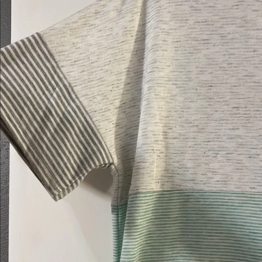 Pink Clover Light Green and Gray Striped Tee - Image 4