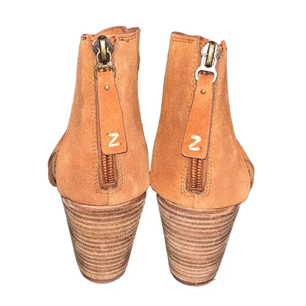 Zodiac Cognac Suede Camila Women’s Cut Out Open Toe Booties - Image 6