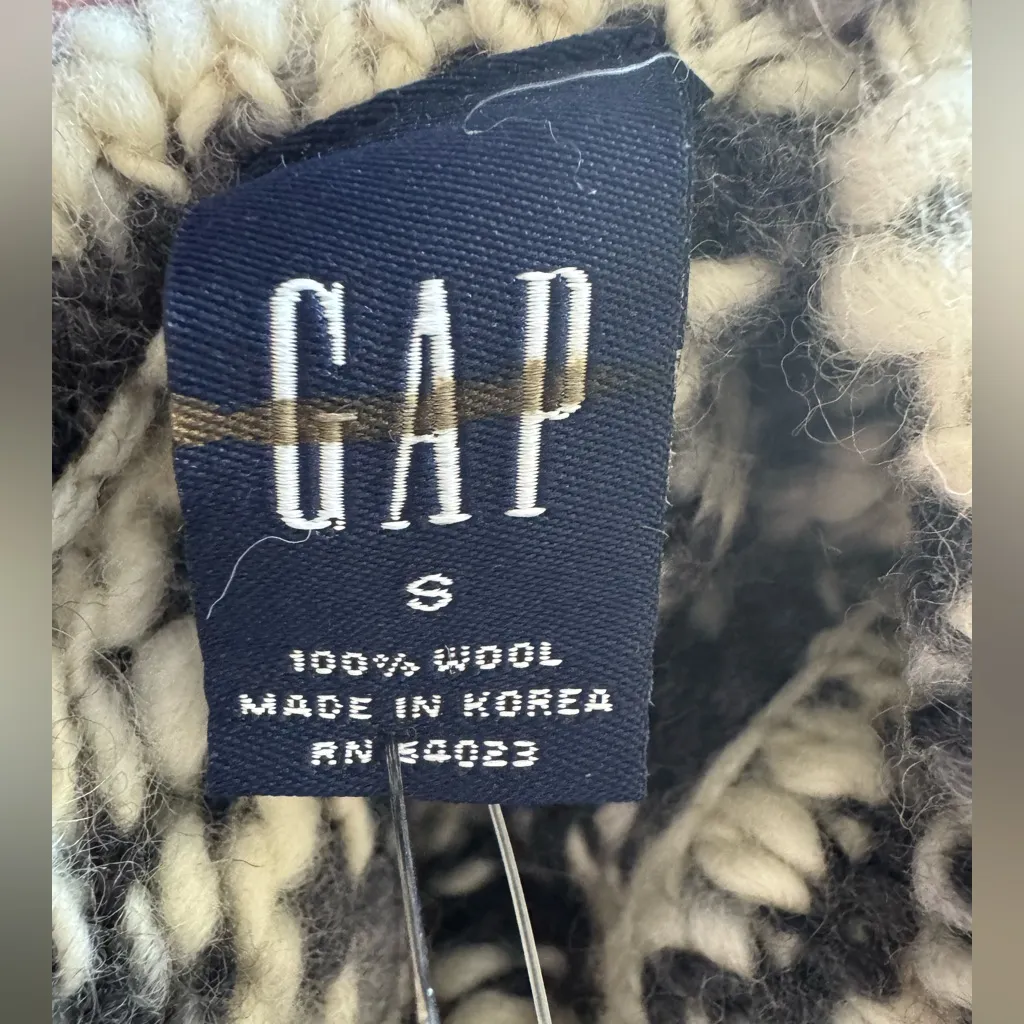 Vintage Y2K Wool Turtleneck Sweater Black White Knit Y2K Teacher small Gap - Image 2