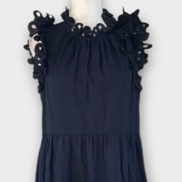 Sea New York Lee Eyelet Embroidered Tunic Dress Black Linen XS‎ - Image 4