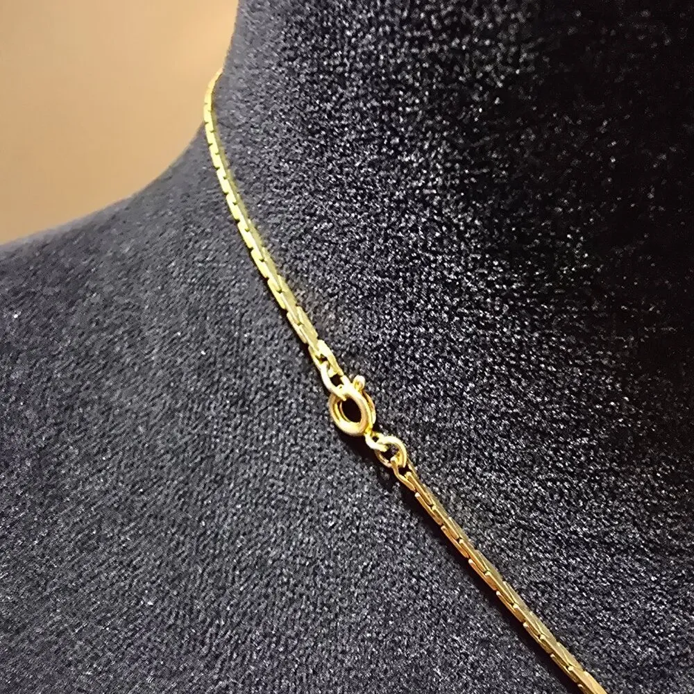 Womens Rhinestone Gold Tone Chain Heart Tassel Pendant Necklace with Spring Ring - Image 5